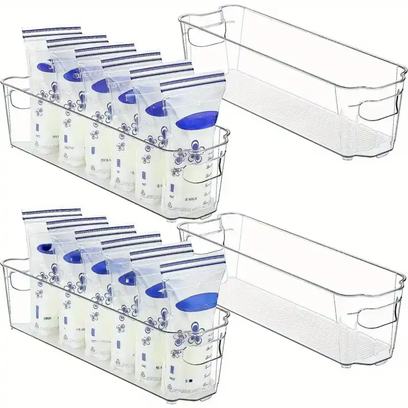 4pc Stackable Clear Fridge Storage Bins For Baby Food Bottles Yogurt