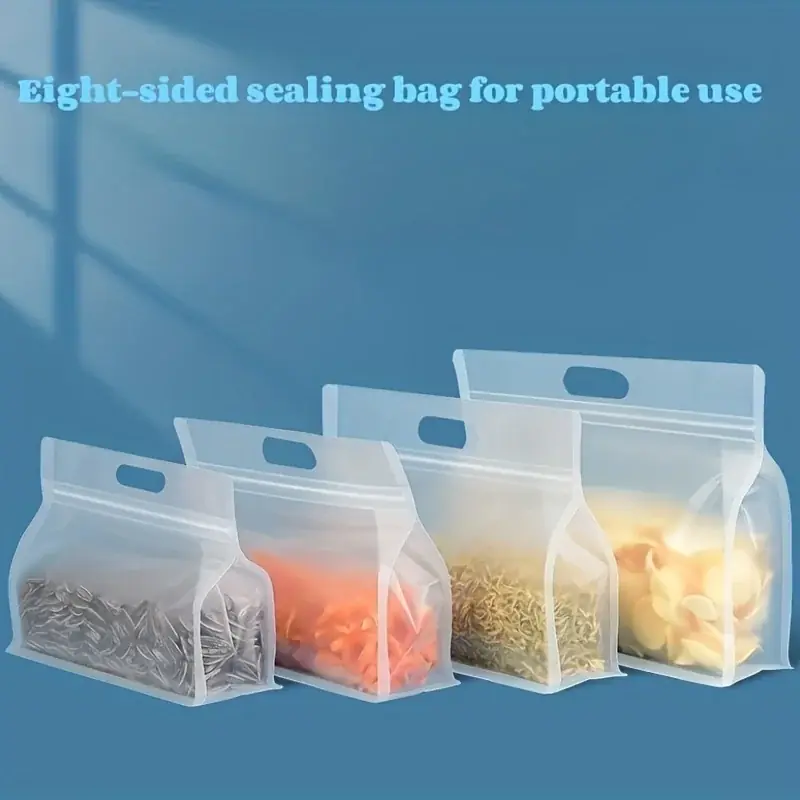 4pcs Leakproof Silicone Food Storage Bags Reusable Freshnesssealed Container