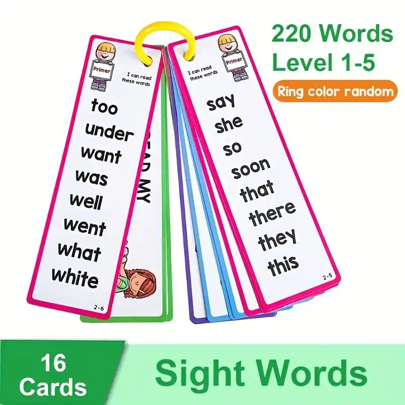 Montessori Learning Toy 220 English Sight Word Flashcards For Kids 38 Years