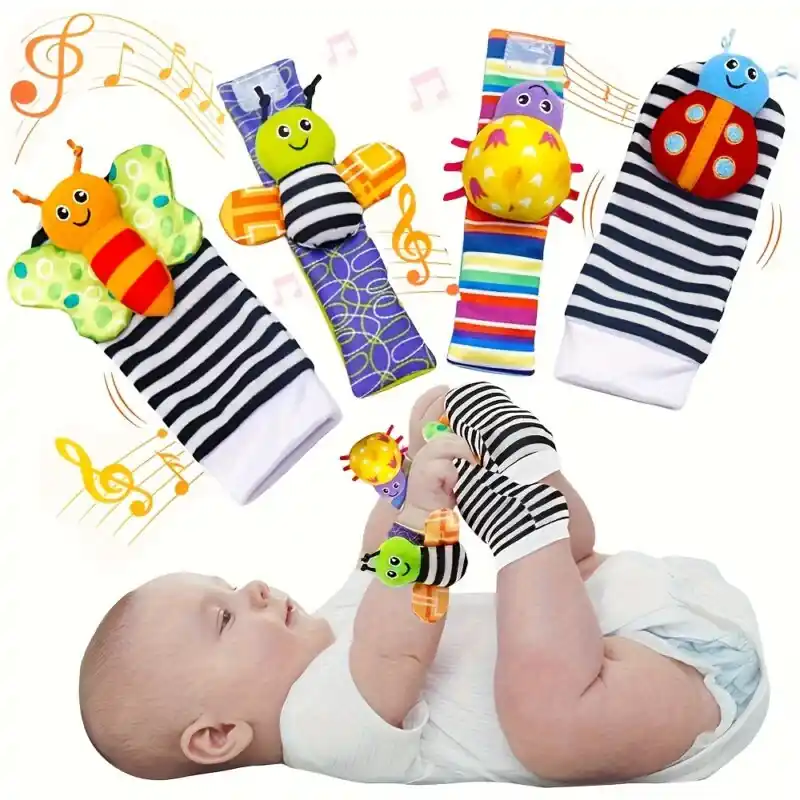 Baby Tambourine Wrist Socks Toy Learning Teething Musical Fun Gift