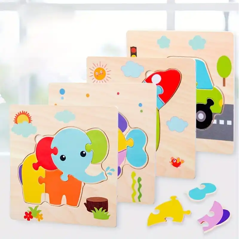 Wooden Cartoon Animal Puzzle Set For Babies 14 Educational Toy Gift