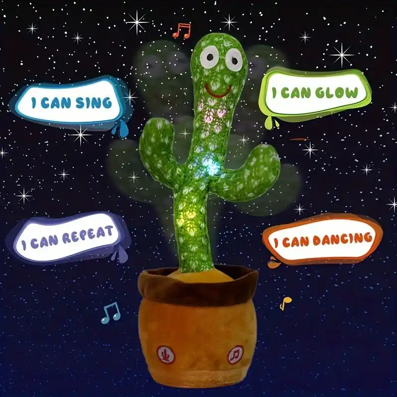 Dancing Singing Cactus Baby Toy With Lights 15second Recording Feature