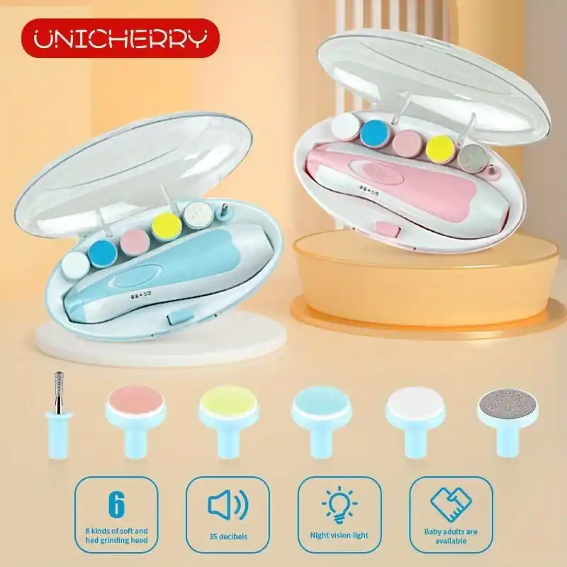 Baby Nail Trimmer Kit Electric 6in1 Safety Clippers With Led Light