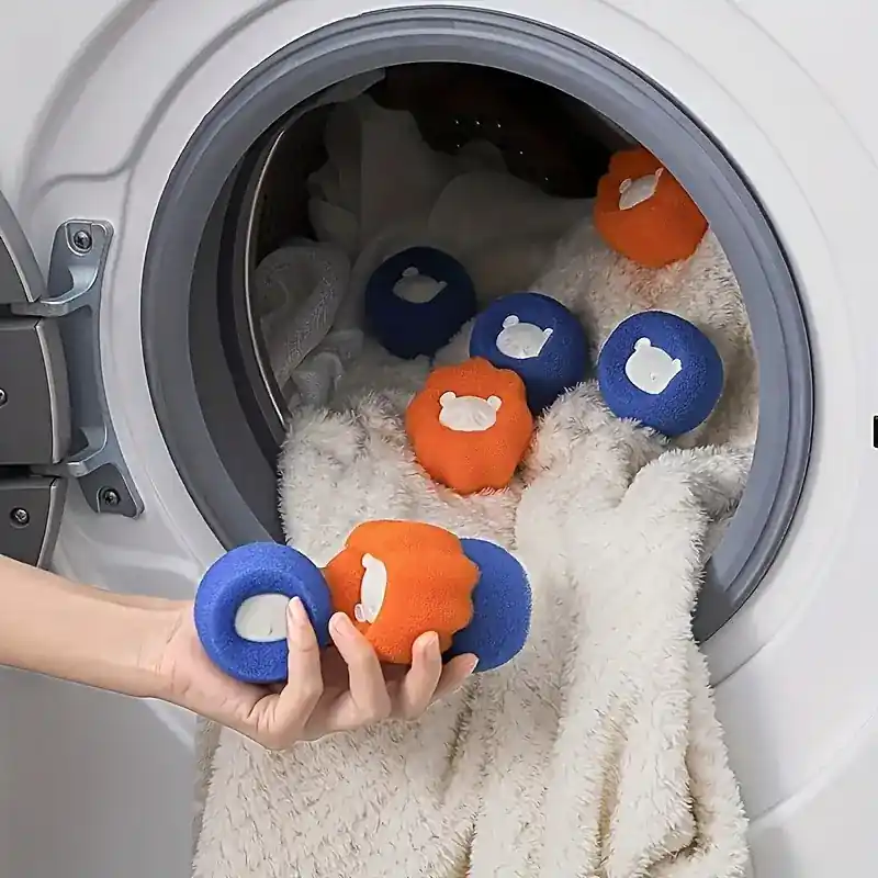 6pcs Reusable Laundry Hair Catcher Antiwinding Dryer Ball Clothes Cleaning Aid