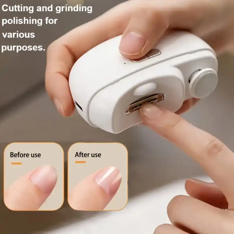 Portable Electric Nail Clipper Illumination Grinding Polishing Antipinch Long Battery Life