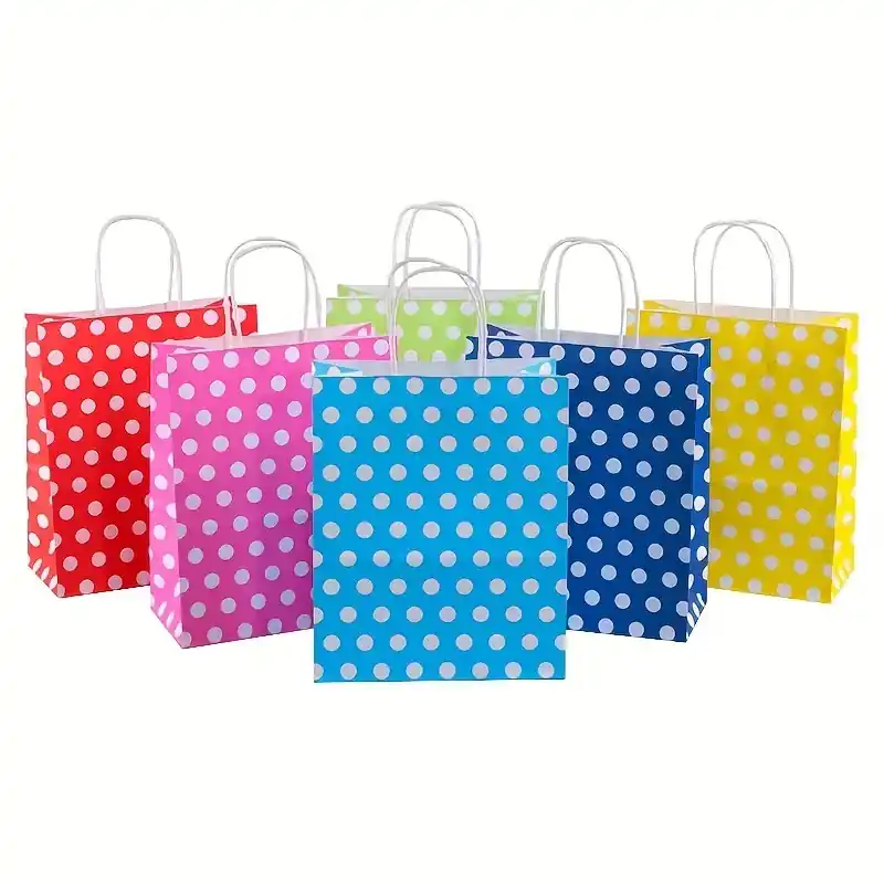 8pcs White Kraft Paper Storage Bags For Cosmetics Baked Goods Milk Tea