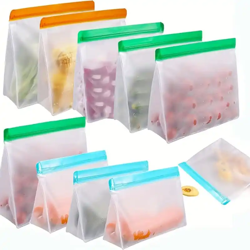 Bpafree Reusable Silicone Food Storage Bags Leakproof Freezer And Travel Set