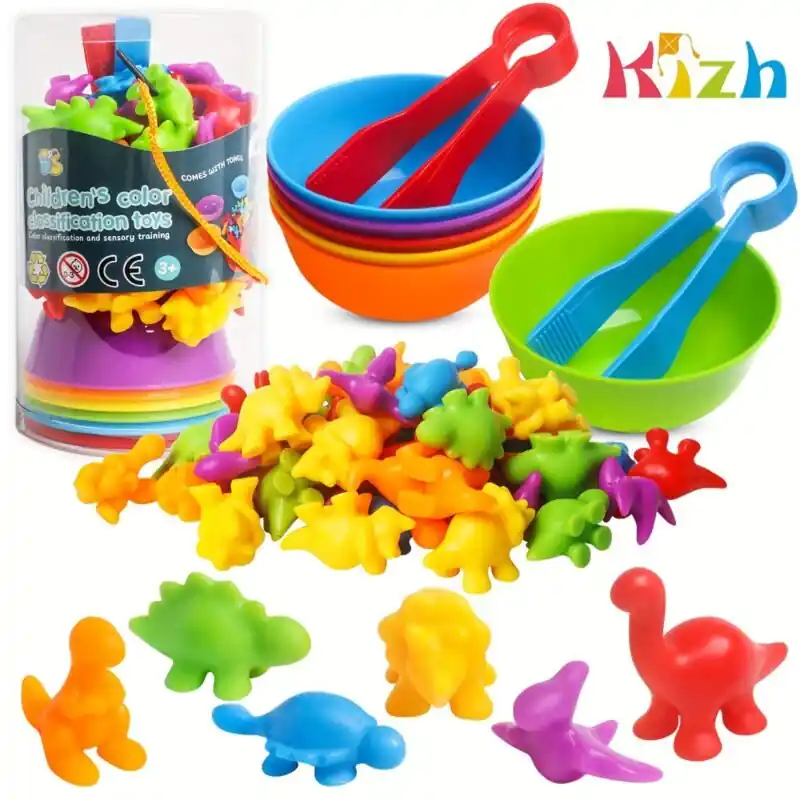 Dinosaur Counting Color Sorting Stem Toy Montessori Math Learning Activity