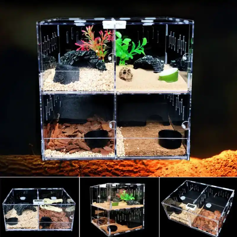 Acrylic Reptile Terrarium Transparent Breeding Box For Turtles Lizards Spiders
