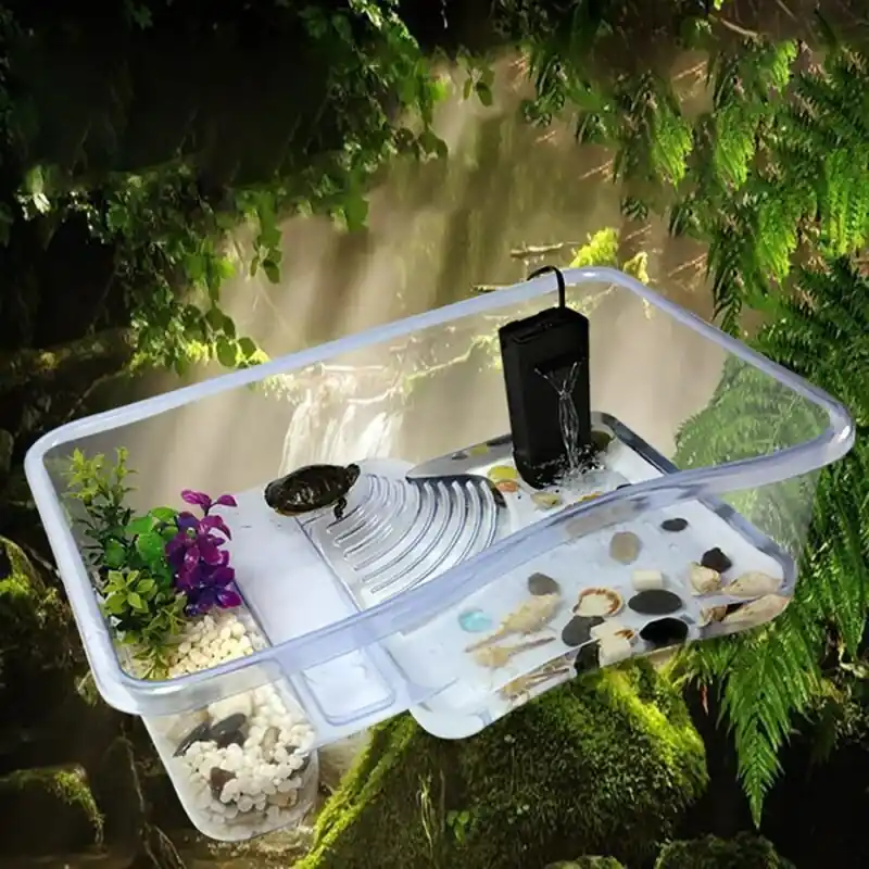 Sturdy Aquatic Turtle Tub Kit With Basking Platform Hibernation Box