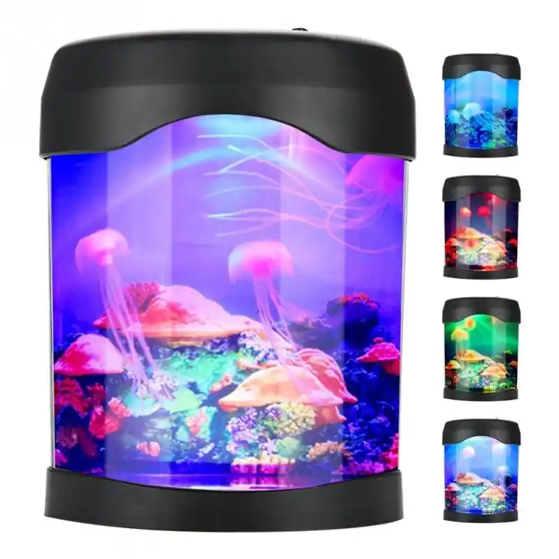 Led Jellyfish Aquarium Night Light Mini Usb Desk Fish Tank Accessories