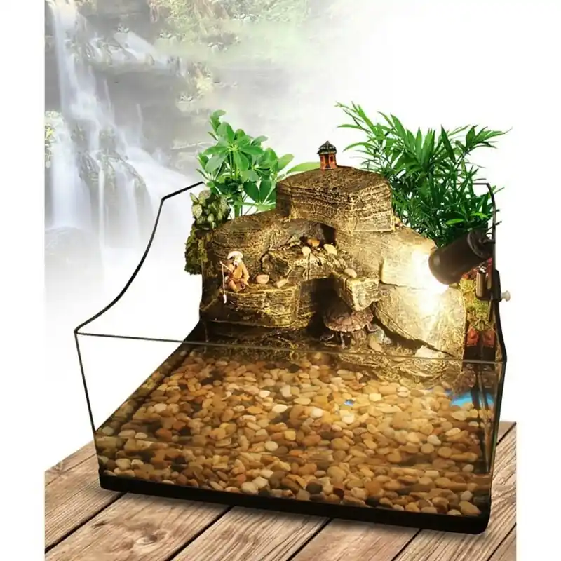 Tropical Turtle Aquarium Kit With Waterfall Basking Platform Light Filter Pump