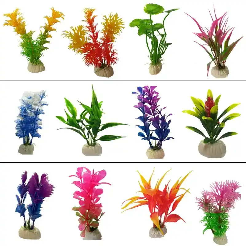Artificial Aquarium Plants 12 Pcs Underwater Aquatic Fish Tank Decorations
