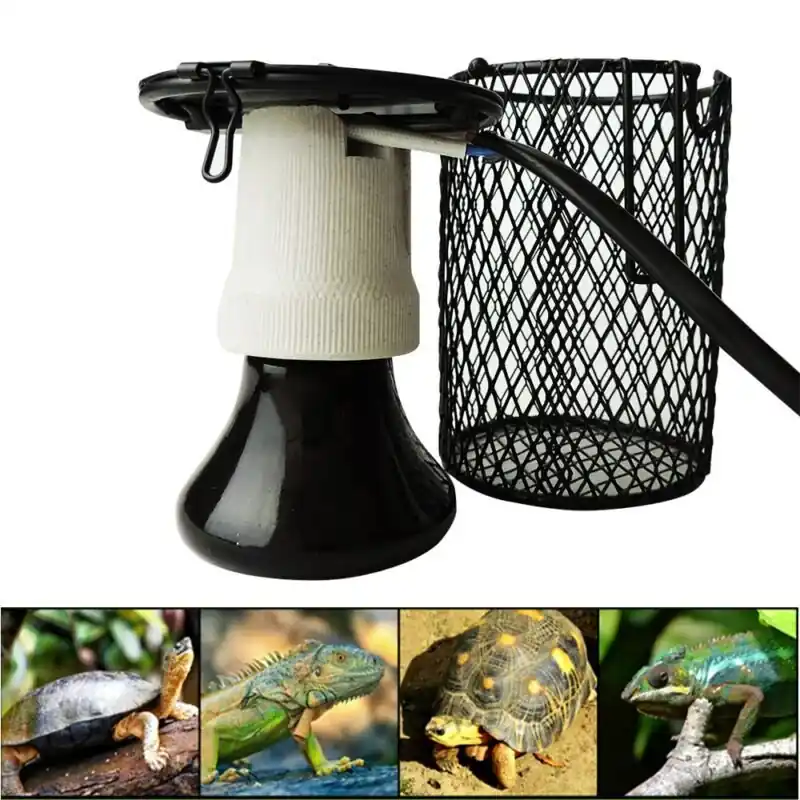 100w E27 Infrared Ceramic Heat Bulb With Guard For Reptile Terrariums