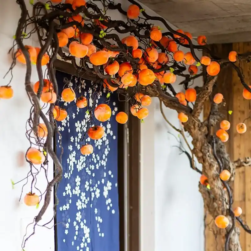 Highgrade Simulation Rattan Persimmon Branch Wall Decor With Vine Landscaping