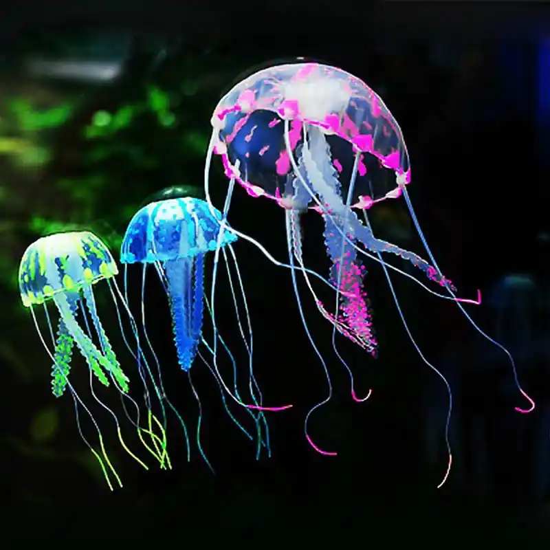 Glowing Artificial Jellyfish Aquarium Ornament Mini Submarine Turtle Fish Tank Decoration