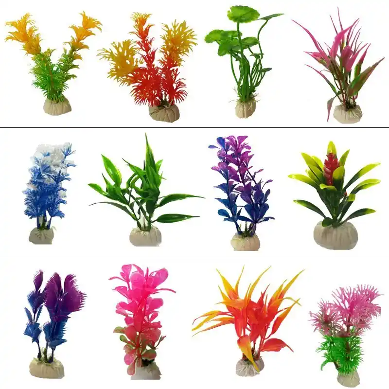 Aquarium Artificial Plants Set 12 Types Fish Tank Landscape Decorations