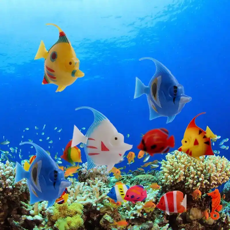 5pcs Artificial Floating Fish Tank Ornaments Plastic Aquarium Decorations