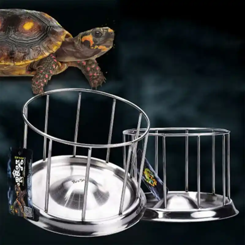 Stainless Steel Tortoise Food Water Bowl Pet Turtle Feeding Tray Dispenser