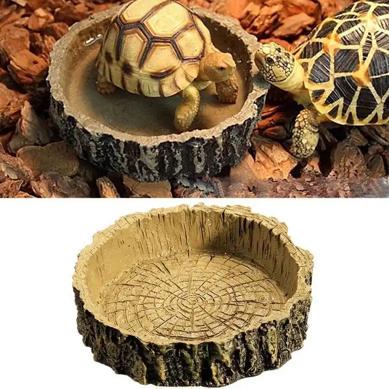 Reptile Food Water Bowls Simulation Resin Accessories For Tortoise Gecko Snakes Lizards