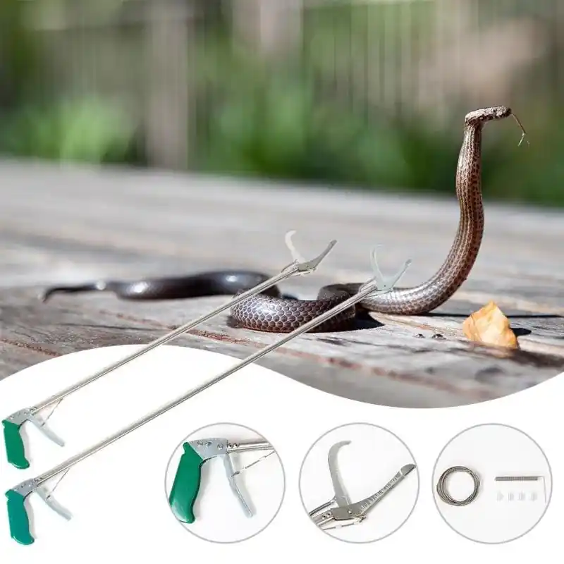Aluminum Alloy Snake Clamp Silver Green Selflocking Snake Capture Tool