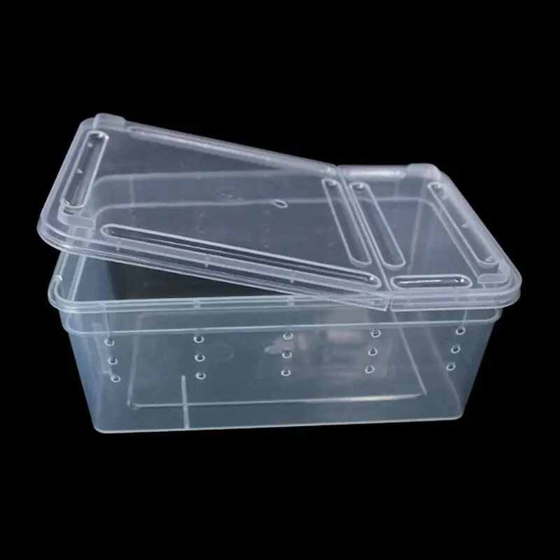 Reptile Transport Box Transparent Plastic Breeding Live Food Feeding Container