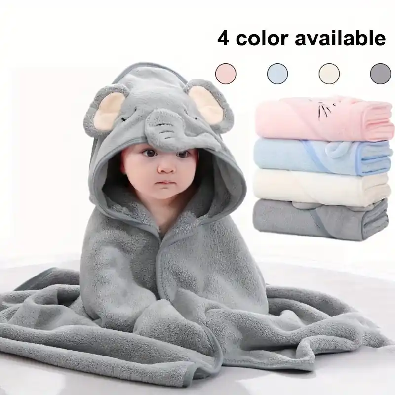 Newborn Hooded Bath Towel Soft Coral Fleece Baby Bathrobe Ideal Christmashalloween Gift