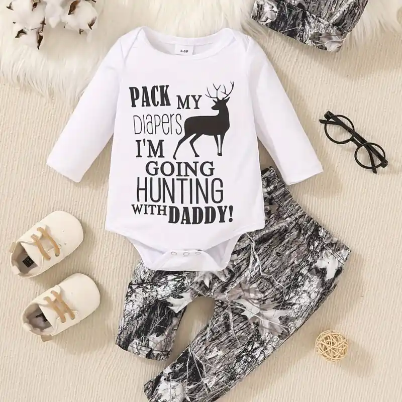 Unisex Baby Onesie Set Long Sleeve Letter Print 012 Months