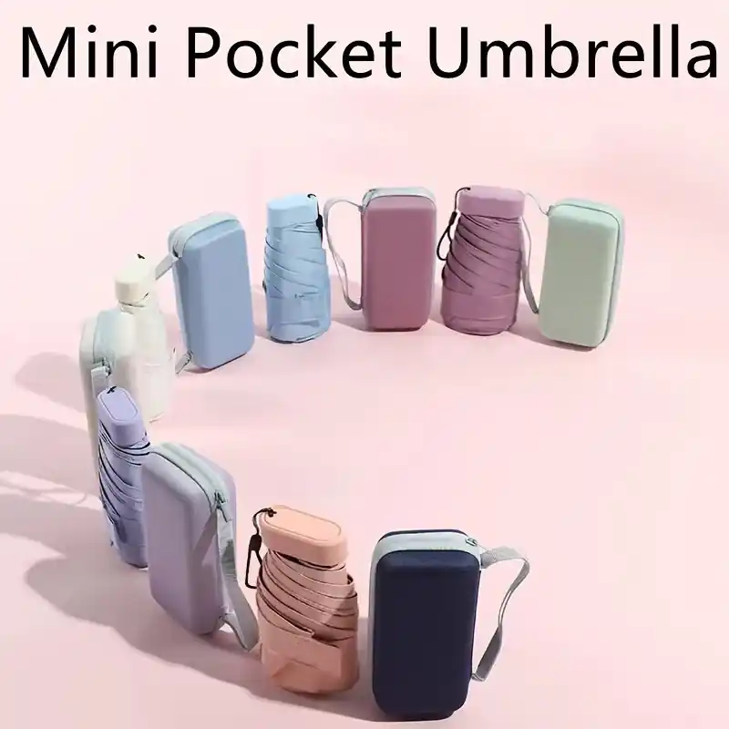 Mini Folding Pocket Umbrella For Rain Sunshine Multicolor
