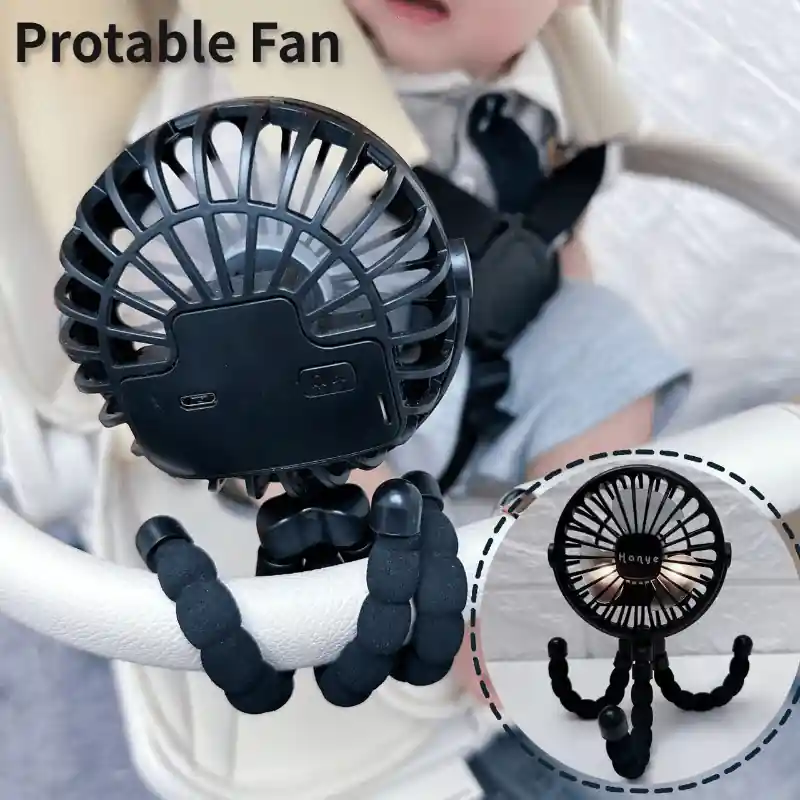 Rechargeable Usb Baby Stroller Fan Silent Mini Desk Ventilator For Outdoor Use