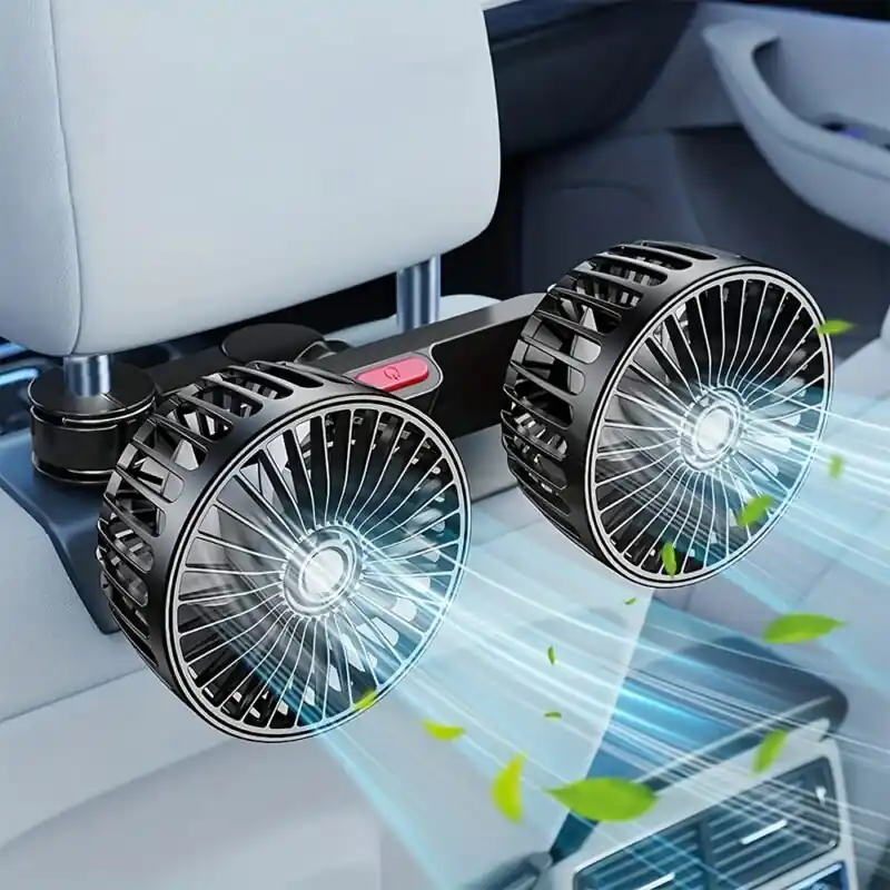 Doubleheaded 360 Rotating Car Fan With Strong Wind And Subwoofer Operation