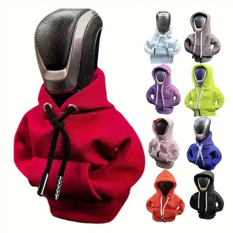 Stylish Mini Car Gear Shift Cover Hoodie Fashionable Interior Accessory