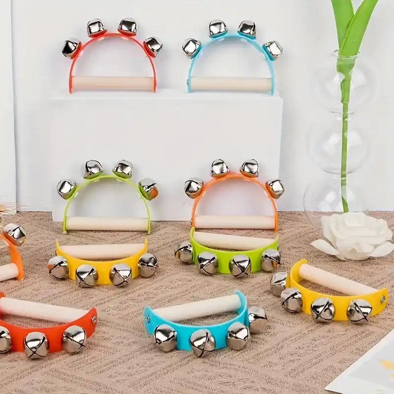 Wooden Handheld Bells Early Childhood Educational Musical Toys For Infants