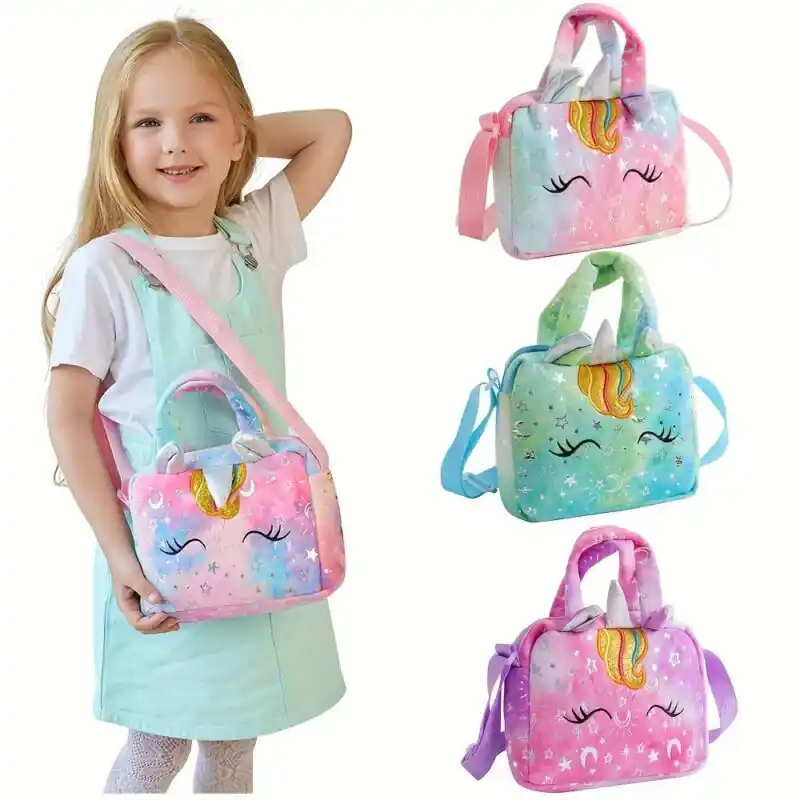 Girls Cute Unicorn Corduroy Crossbody Bag Perfect Gift Idea