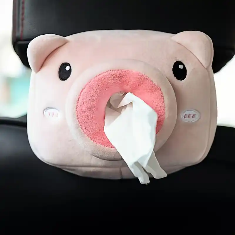 Adorable Plush Cartoon Car Tissue Box Holder Enhance Vehicle Interior Decor