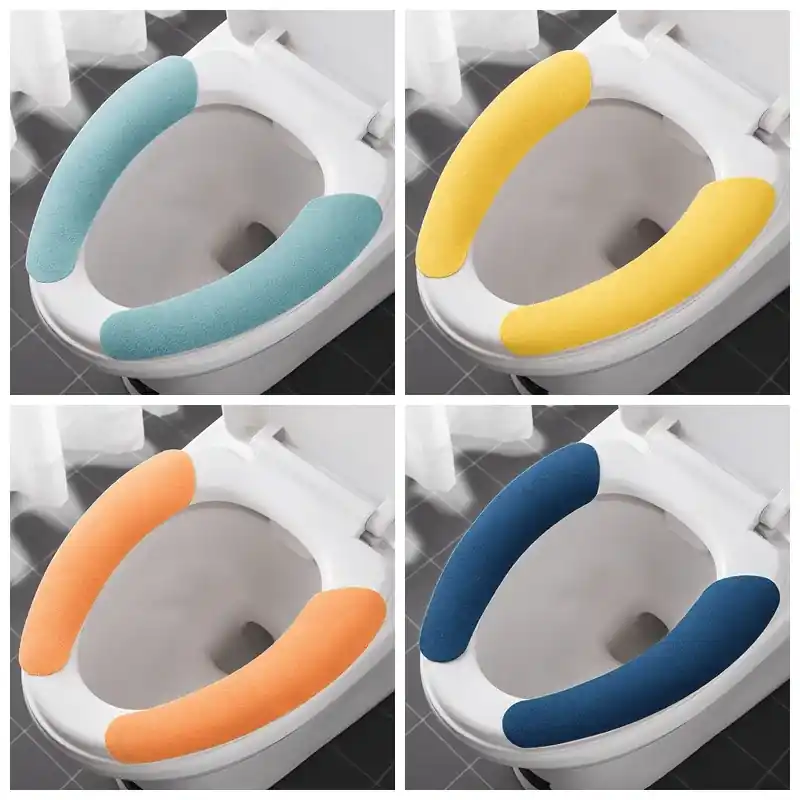 2pcs Cartoonthemed Adhesive Washable Nonslip Toilet Seat Covers Set