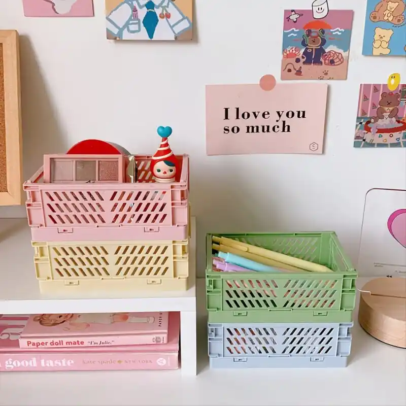 1pc Multifunction Foldable Desk Organizer Box For Stationery Toys Storage