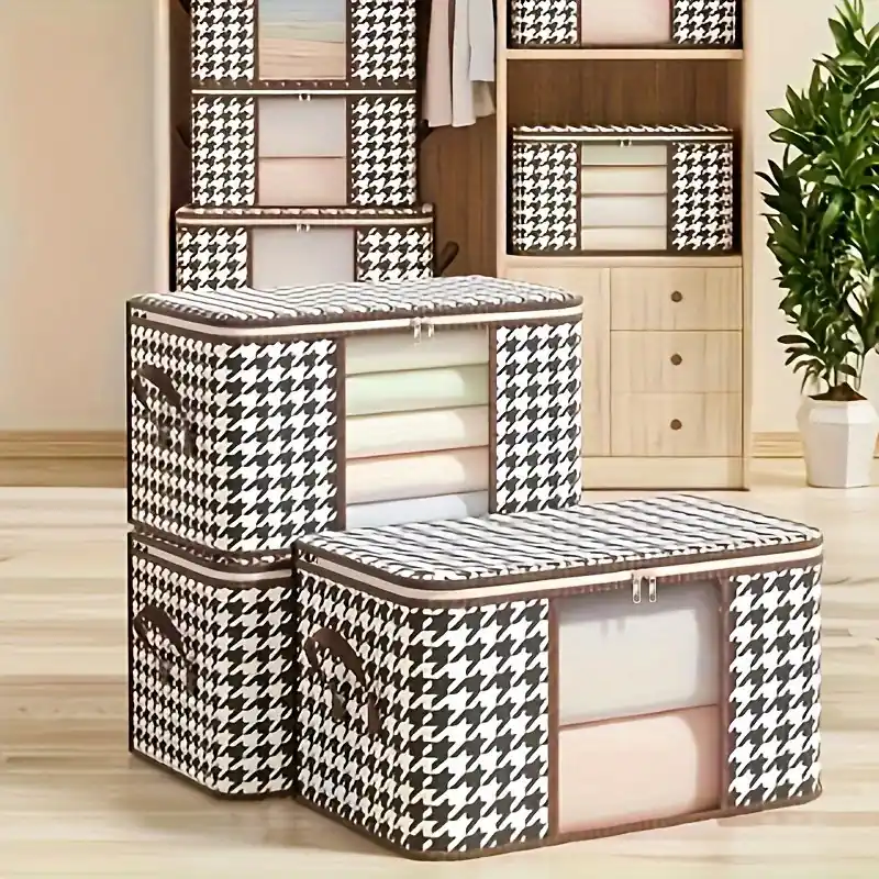 Houndstooth Pattern Stylish Storage Box Clothes Organizer Lightweight Versatile