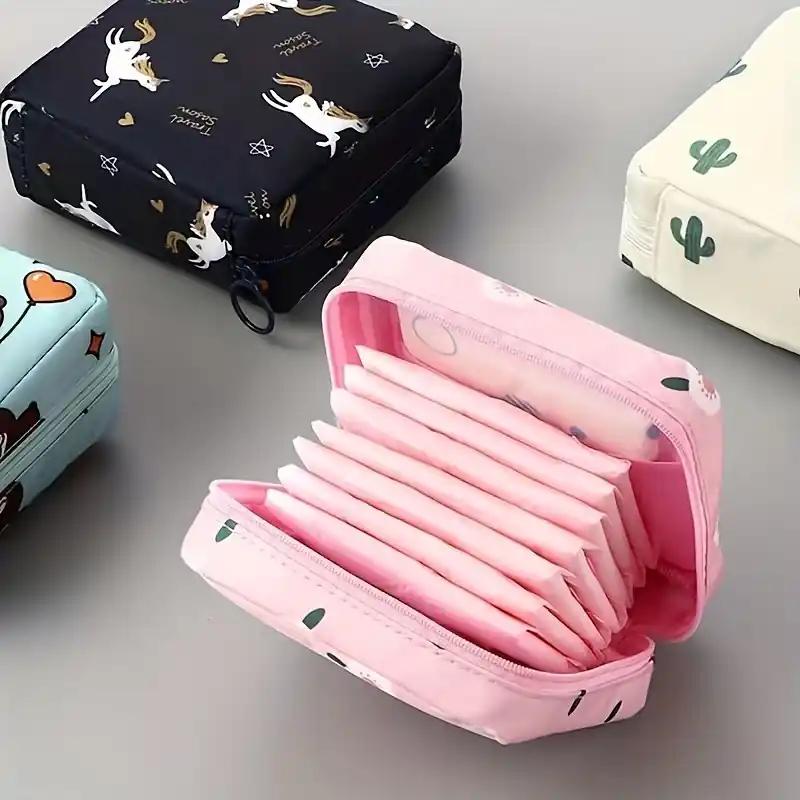 Portable Sanitary Napkin Storage Bag Travel Makeup Pouch Small Organizer