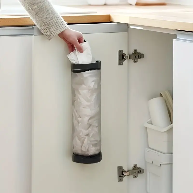 Kitchen Plastic Bag Dispenser Foldable Breathable Mesh Hanging Storage Holder