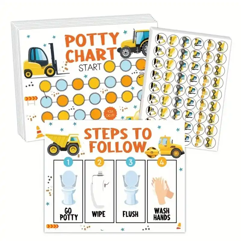 Excavator Potty Training Chart With Stickers Construction Toilet Training Kit