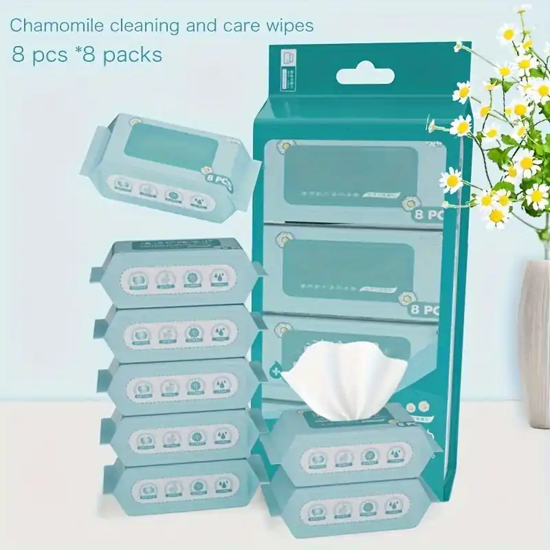 Compact Portable Wet Wipes 8pack Extractable Sanitary Cleaning Wipes For Daily Use Camping