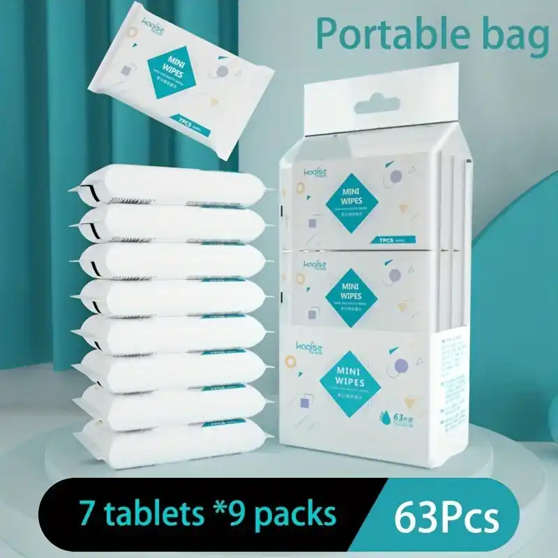 Portable Mini Hand Mouth Hygienic Cleaning Wipes 63pcs Pack