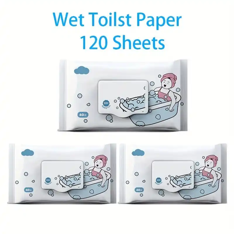3pack Antibacterial Flushable Wet Wipes Large 120piece Portable Personal Cleaning