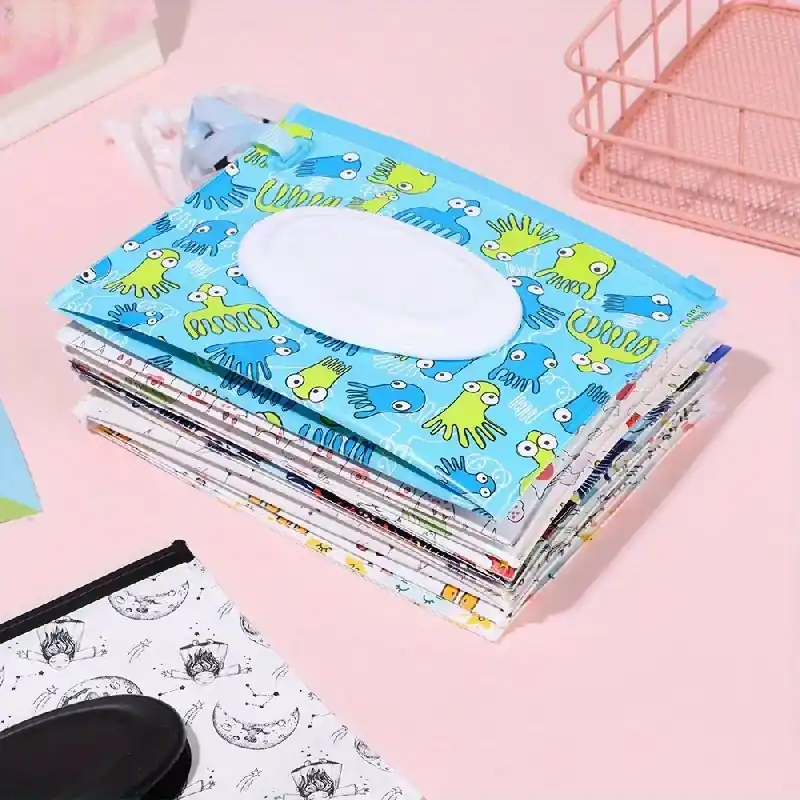 Portable Reusable Eva Wet Wipes Case With Snap Strap 1pc Bag