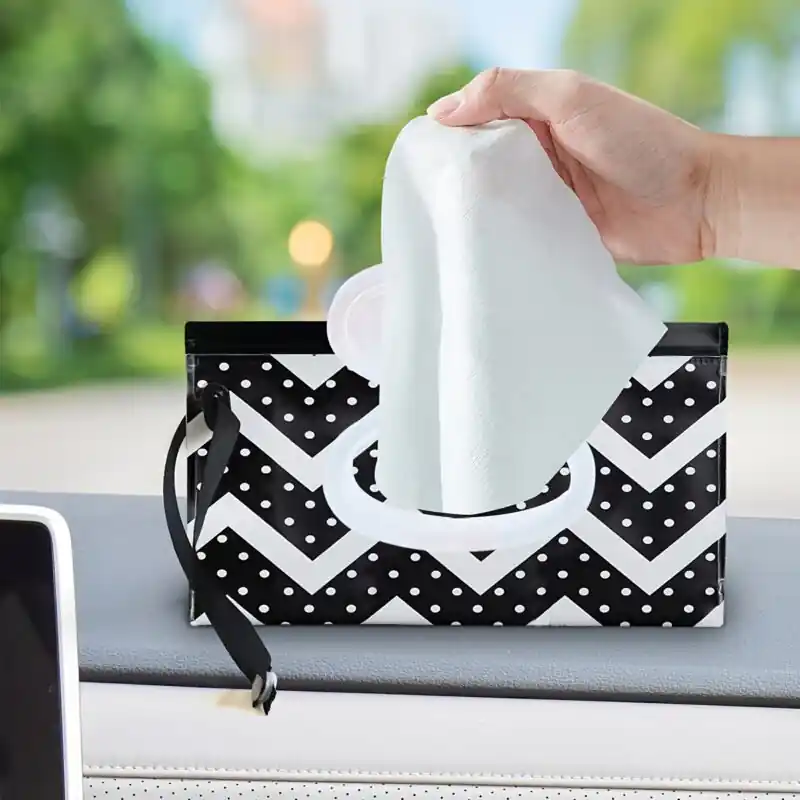 Travelfriendly Portable Car Wipes Dispenser With Flip Top Drawer