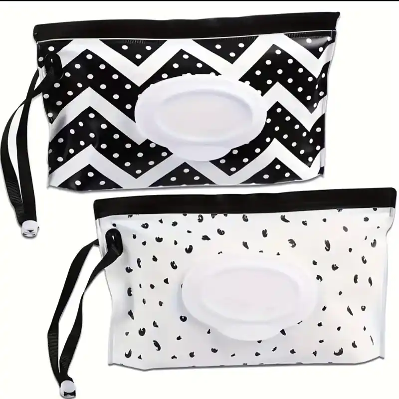 2piece Set Portable Reusable Travel Wipes Storage Bag
