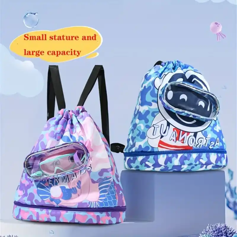 Waterproof Swim Bag With Drawstring Portable Wetdry Separation Backpack