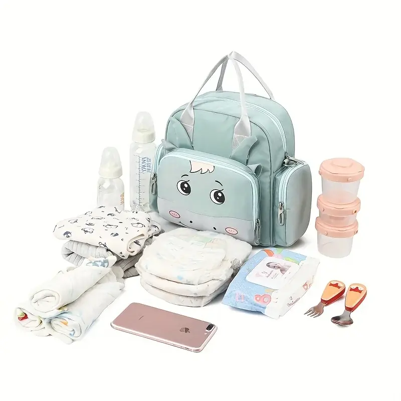 Portable Lightweight Diaper Bag Embroidered Insulated Multifunctional Mommy Bag
