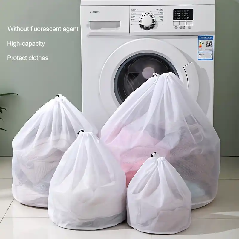 Durable Polyester Mesh Laundry Bag With Drawstring Ideal For College Travel